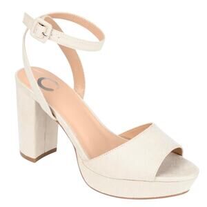 Journee Women's Nairri Platform Block Heel Dress Sandals Nude Size 9 1/2 W